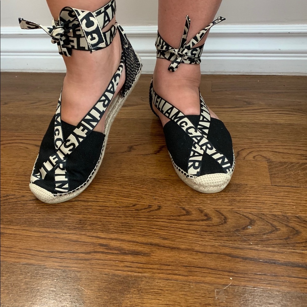 NWT Stella McCartney flat espadrilles logo ribbon - Picture 2 of 16